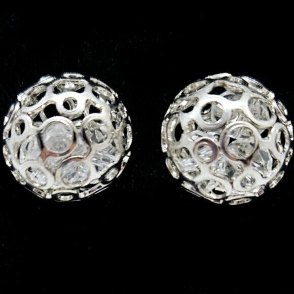 Silver Plated Tribal Open Sphere Studded Earrings with a Postback - Picture 1 of 5